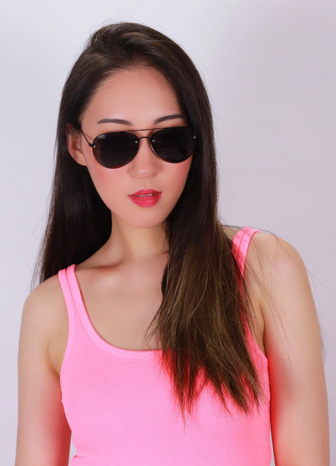 Asian Girl wearing black Asher Sunglasses